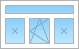 Т-образное окно с двумя глухими и поворотно-откидной створками